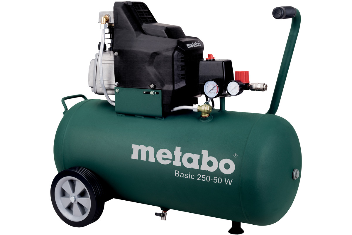 

Компрессор воздушный Metabo Basic 250-50 W, 1.5 кВт, 7.9 атм, 110л/мин, 50 л, масляный, электрический, поршневой, коаксиальный (прямой) (601534000), 250-50 W