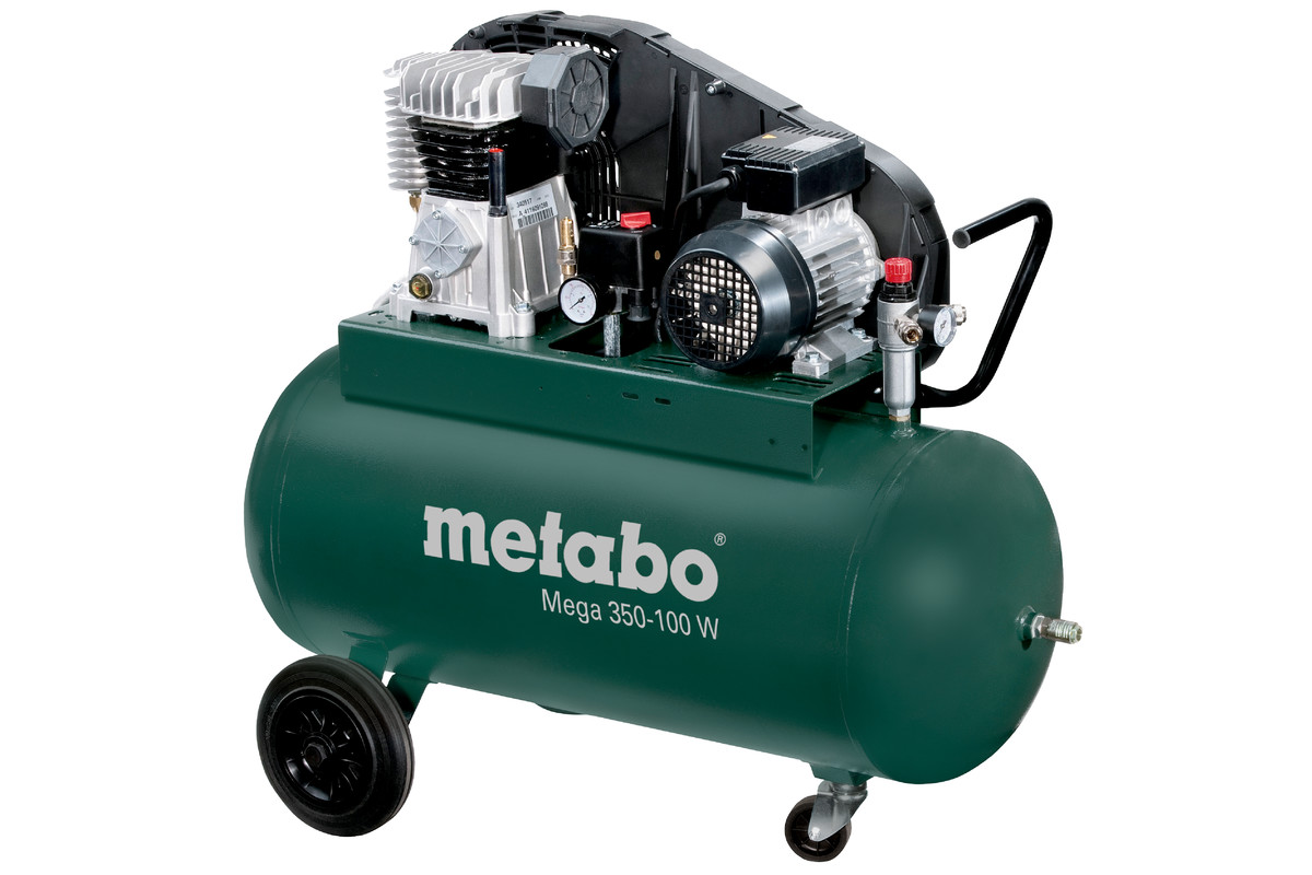 

Компрессор воздушный Metabo Mega 350-100 W, 2.2кВт, 10 бар, 250л/мин, 90л, масляный, электрический, поршневой, ременной (601538000), 350-100 W