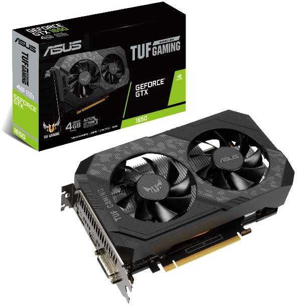 Видеокарта ASUS NVIDIA GeForce GTX1650 TUF Gaming, 4Gb GDDR6, 128bit, PCI-E, DVI, HDMI, DP, Retail (TUF-GTX1650-4GD6-GAMING) - фото 1