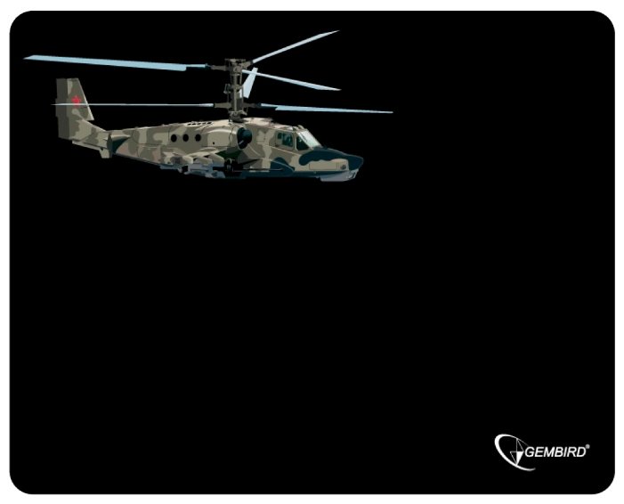 

Коврик для мыши Gembird вертолет, игровой, 250x200x3мм, черный/принт (MP-GAME4), вертолет
