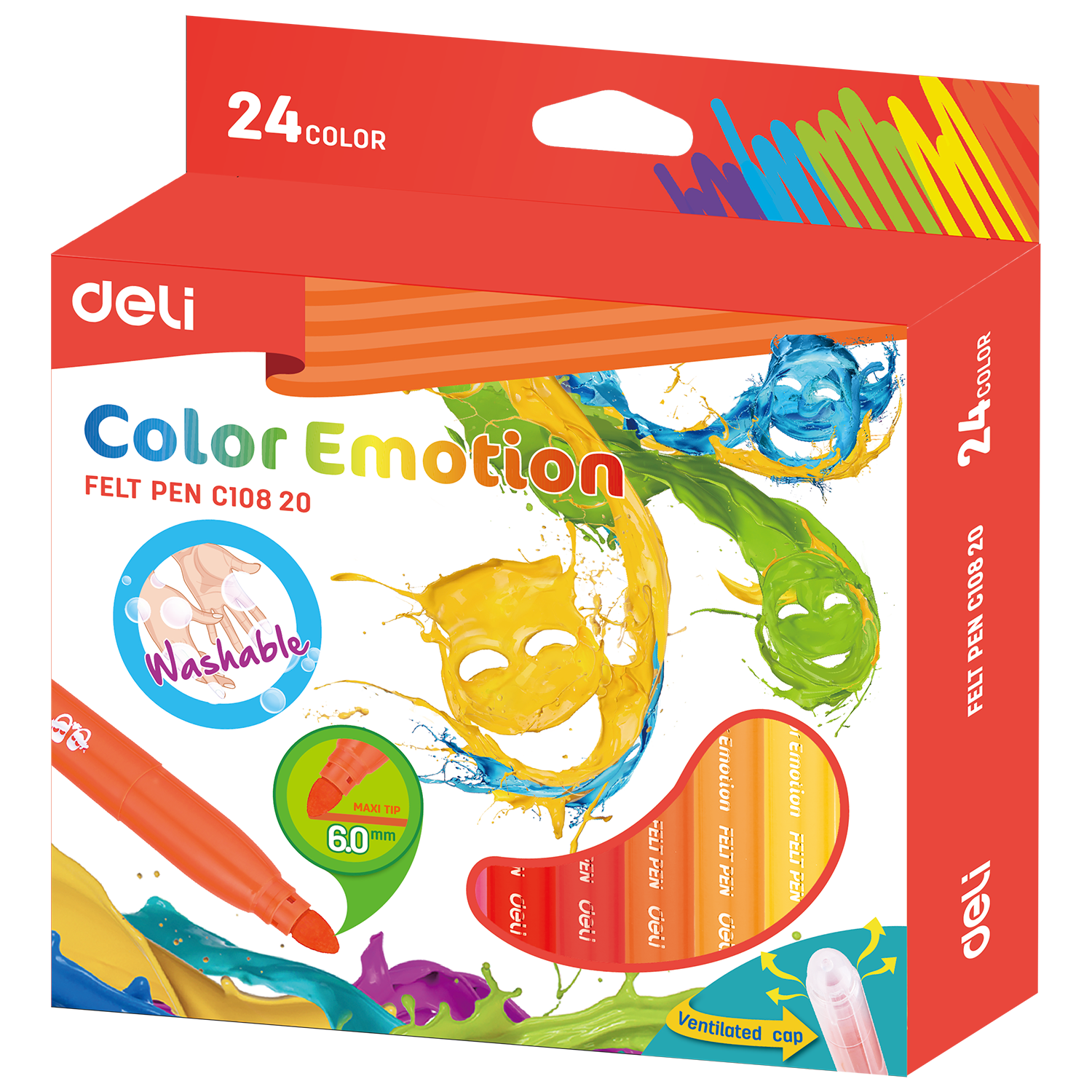 Фломастеры смываемые Deli EC10820 Color Emotion, 24 шт. (EC10820)