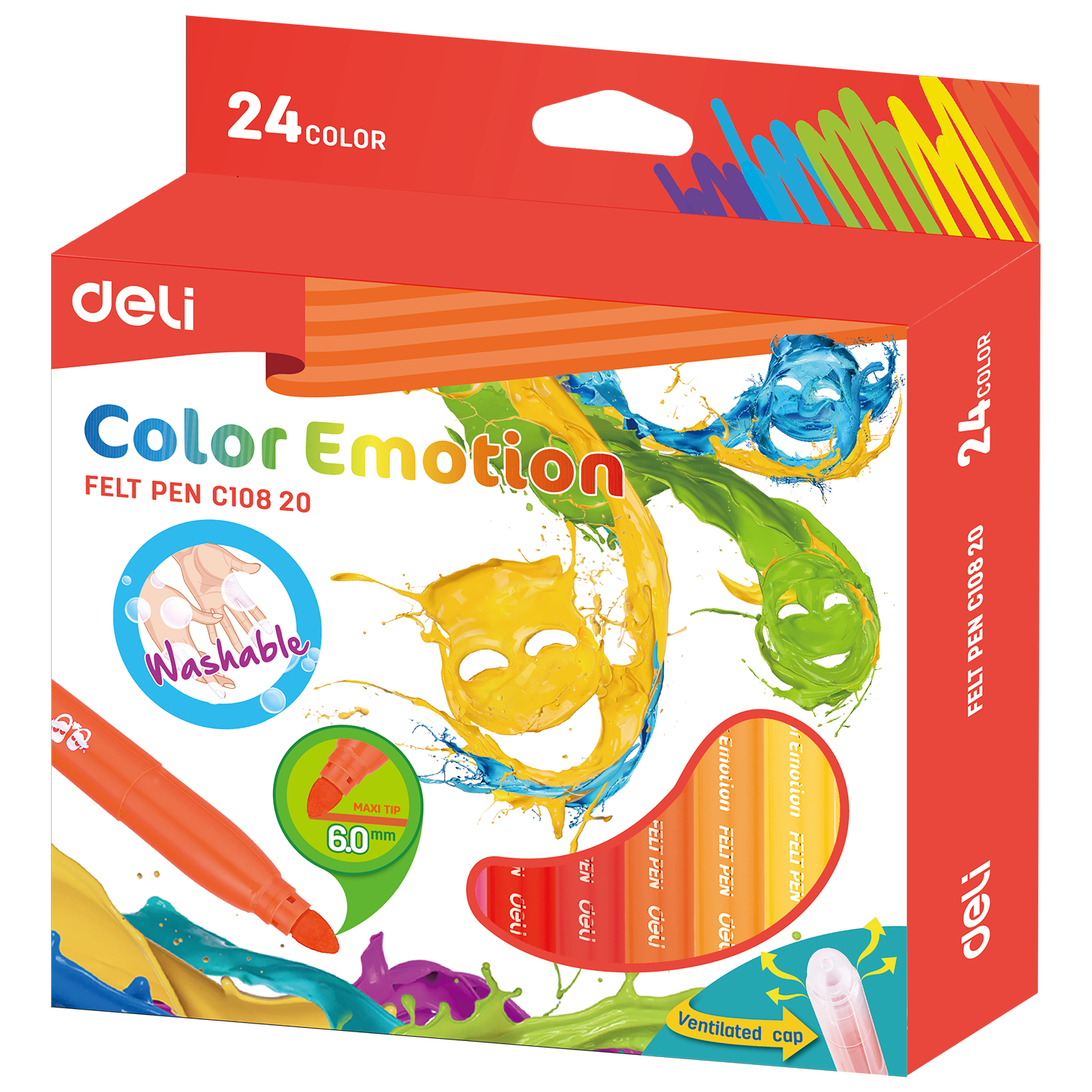 

Фломастеры смываемые Deli EC10820 Color Emotion, 24 шт. (EC10820), EC10820 Color Emotion