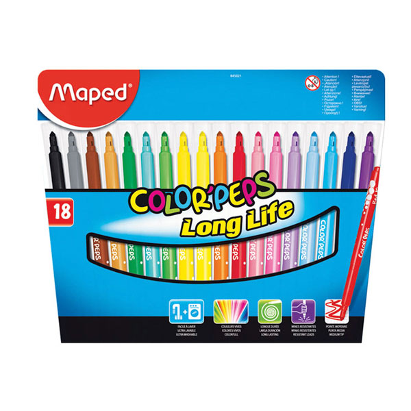 Фломастеры смываемые Maped 845021 Color Peps 18 шт 845021 155₽