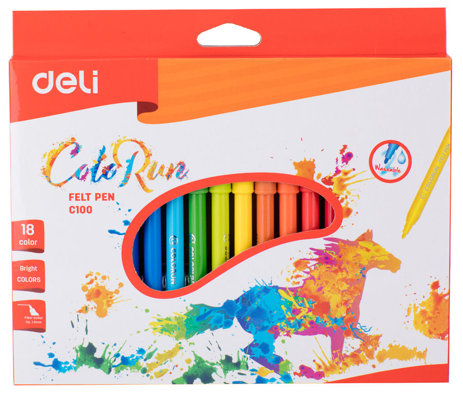 Фломастеры смываемые Deli EC10010 ColoRun, 18 шт. (EC10010)