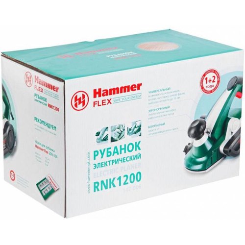 

Электрорубанок Hammer FLEX RNK1200, 1200Вт, 15000 об/мин, сетевой, глубина строгания 3.5мм, глубина выборки паза до 16мм, ширина строгания 110мм, 4.6кг (1281965), FLEX RNK1200