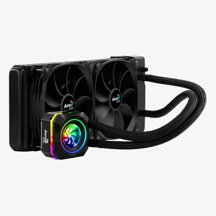 Жидкостное охлаждение AeroCool Pulse L240 для Socket 115x/2066/2011/2011-3/1356/1366/775/AM4/AM3/AM3+/FM1/AM2+/FM2/FM2+, 400Вт, 2x120мм, RGB LED