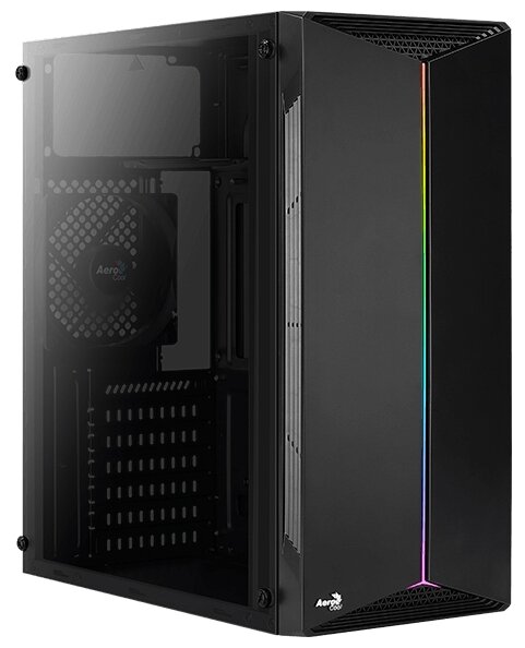 Корпус AeroCool Split-A, ATX, Midi-Tower, USB 3.0, RGB подсветка, черный, без БП (4718009158047)