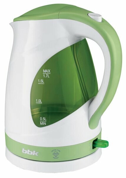 Чайник BBK EK1700P 1.7л. 2200Вт, закрытая спираль, пластик, белый/зеленый