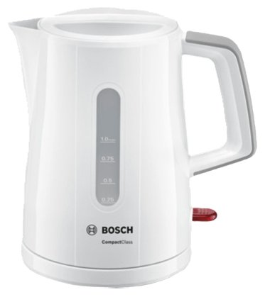 

Чайник Bosch TWK3A051 1л. 2400Вт, закрытая спираль, пластик, белый, TWK3A051