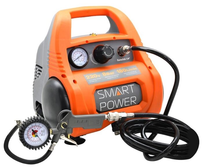 

Компрессор воздушный Berkut Smart Power SAC-280, 1.1 кВт, 7.9 атм, 220В, 6 л, безмасляный, электрический, поршневой, коаксиальный (прямой), набор пневмоинструментов, Оранжевый, SAC-280