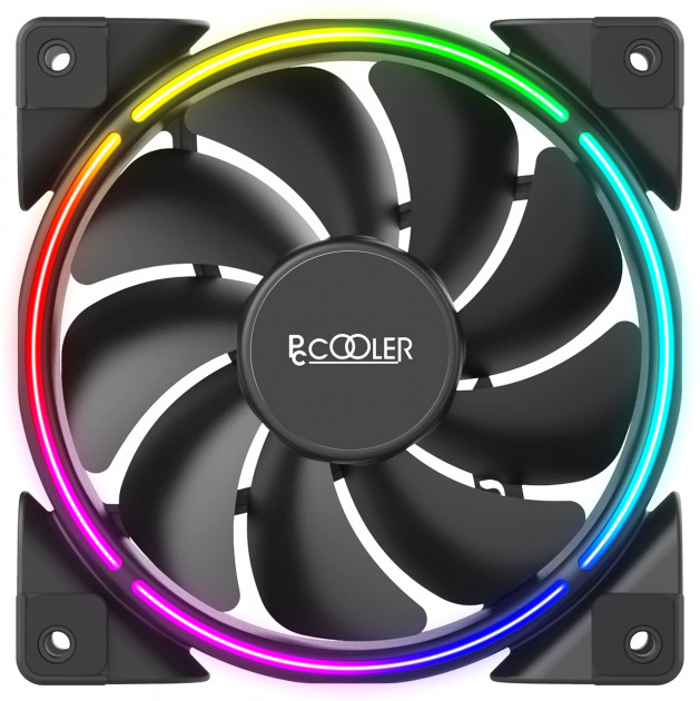 Вентилятор PCCooler CORONA RGB, 120мм, 1800rpm, 31.4 дБА, 4-pin PWM, 1шт, RGB (CORONA RGB) - фото 1