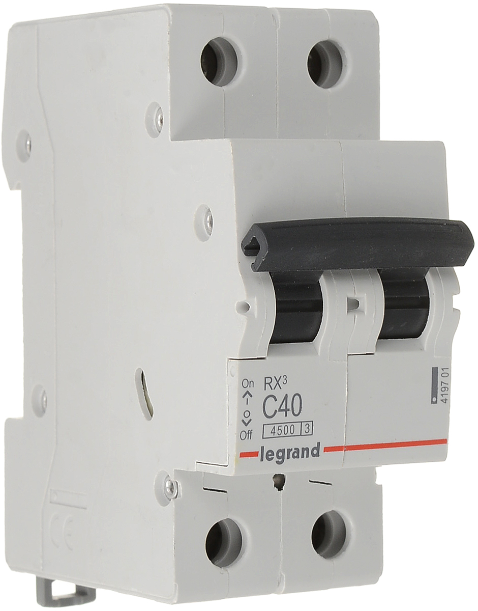 

Выключатель автоматический Legrand RX3 2P RX³ двухполюсный (2P/2П) 40А C 4.5кА (419701), RX3 2P