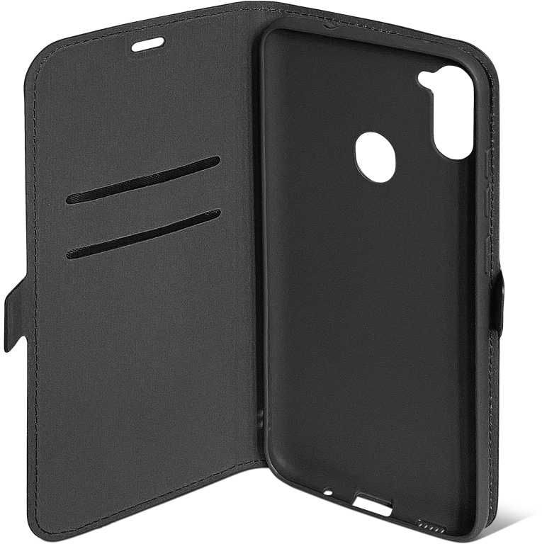 

Чехол (флип-кейс) DF sFlip-66 для смартфона Samsung SM-M115 Galaxy M11, искусственная кожа, полиуретан, черный (sFlip-66)
