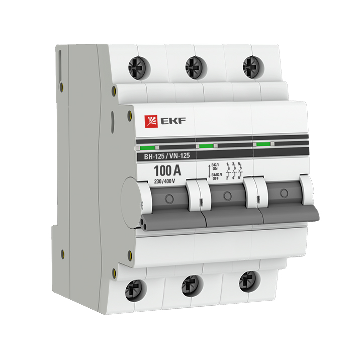 

Выключатель нагрузки 3P 100А, EKF PROxima ВН-125 (SL125-3-100-pro), ВН-125