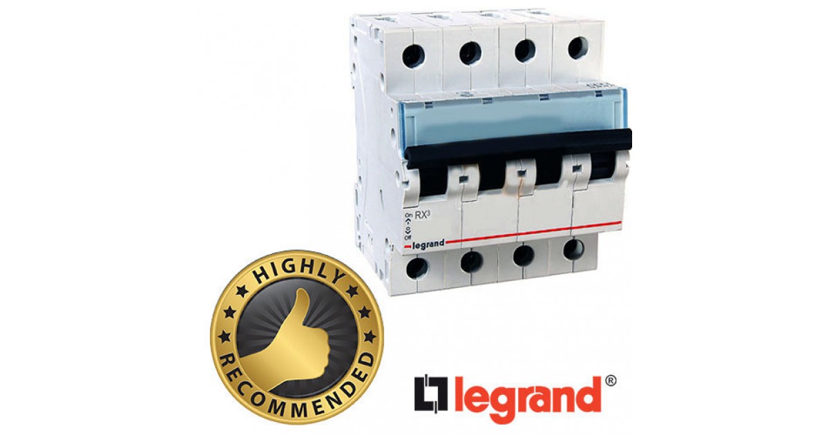 

Выключатель автоматический Legrand RX3 4P RX³ четырехполюсный (4P/4П) 63А C 4.5кА (419747), RX3 4P
