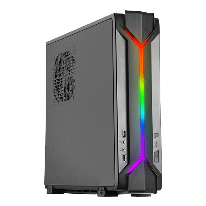 Корпус SilverStone Raven RVZ03B-ARGB, Mini-ITX, Slim-Desktop, 2xUSB 3.0, RGB подсветка, черный, без БП (SST-RVZ03B-ARGB)