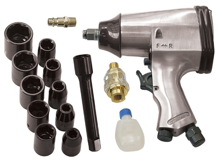 

Пневмогайковерт ударный Fubag PWS158/312, 1/2", 6.3 бар, 312 Н·м, 158л/мин, 7000 об/мин + набор головок (100102), PWS158/312