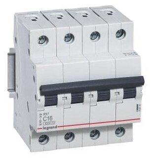 

Выключатель автоматический Legrand RX3 4P RX³ четырехполюсный (4P/4П) 10A C 4.5кА (419739), RX3 4P