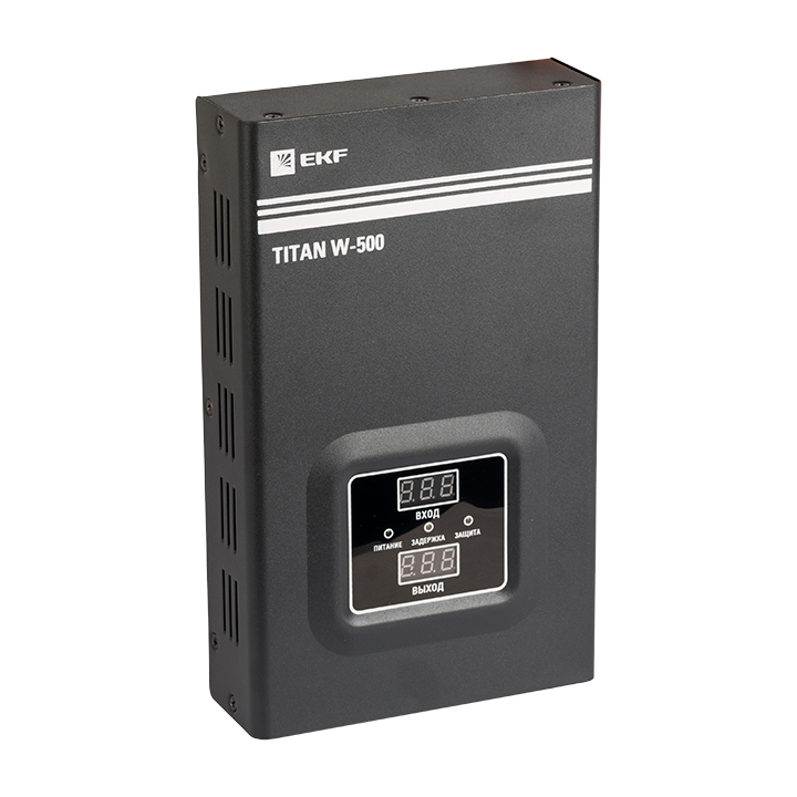 

Стабилизатор напряжения EKF TITAN W-500, 500 VA, EURO, черный (stab-w-500), TITAN W-500