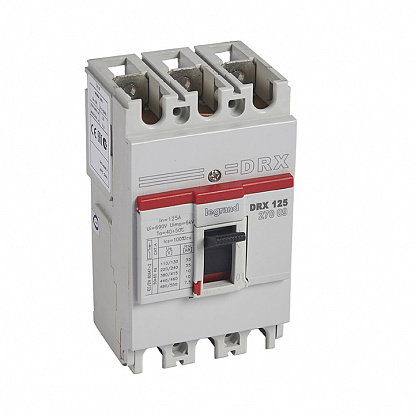 

Выключатель автоматический Legrand DRX125 трехполюсный (3P/3П) 125A 10кА (027009), 0