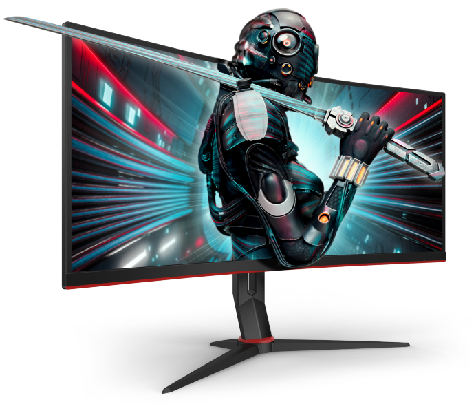 

Монитор 34" AOC Gaming CU34G2 VA, изогнутый, 3440x1440 (21:9), 300кд/м2, 100 Гц, 1мс, FreeSync, HDMI, DisplayPort, USB-Hub, черный/красный (CU34G2/BK), CU34G2