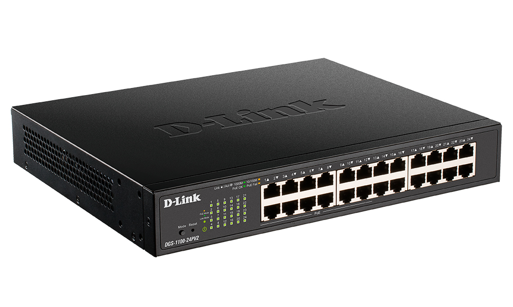 

Коммутатор D-link DGS-1100-24PV2/A1, управляемый, кол-во портов: 24x1 Гбит/с, установка в стойку, PoE: 12шт.x30W (макс. 100W), DGS-1100-24PV2/A1
