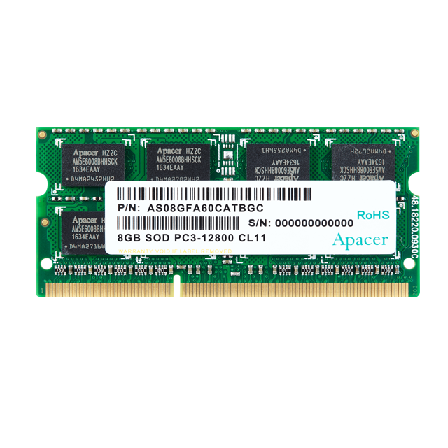 

Память DDR3 SODIMM 8Gb, 1333MHz, CL9, 1.5V Apacer (AS08GFA33C9TBGC), AS08GFA33C9TBGC