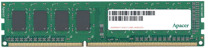 

Память DDR3 DIMM 4Gb, 1333MHz, CL9, 1.5V Apacer (AU04GFA33C9TBGC), AU04GFA33C9TBGC