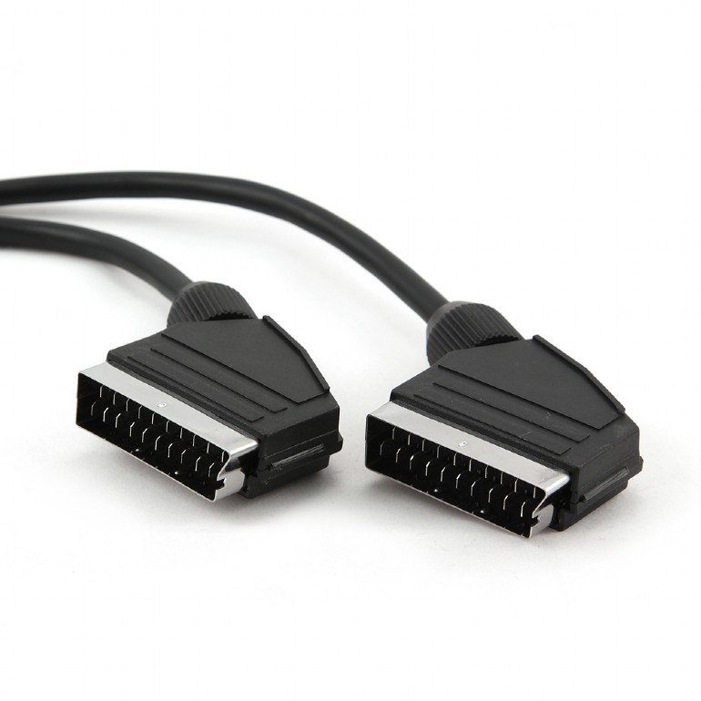 

Кабель SCART(M)-SCART(M) угловой, 3 м, черный Gembird/Cablexpert (CCV-518-3M)