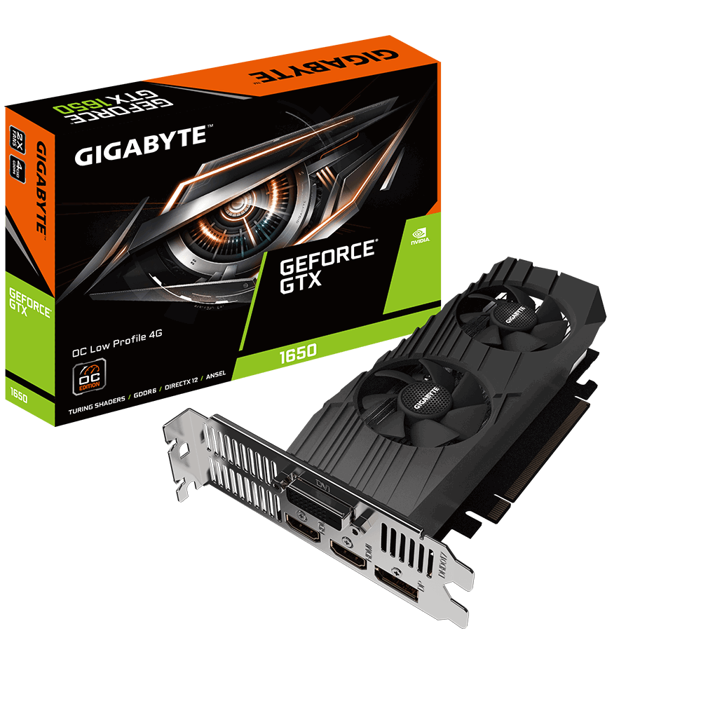 Видеокарта GIGABYTE NVIDIA GeForce GTX 1650 D6 OC Low Profile 4G, 4Gb DDR6