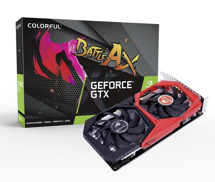 

Видеокарта Colorful NVIDIA GeForce GTX1650 Battle AX, 4Gb GDDR6, 128bit, PCI-E, DVI, HDMI, DP, Retail (GTX 1650 NB 4GD6-V), Battle AX