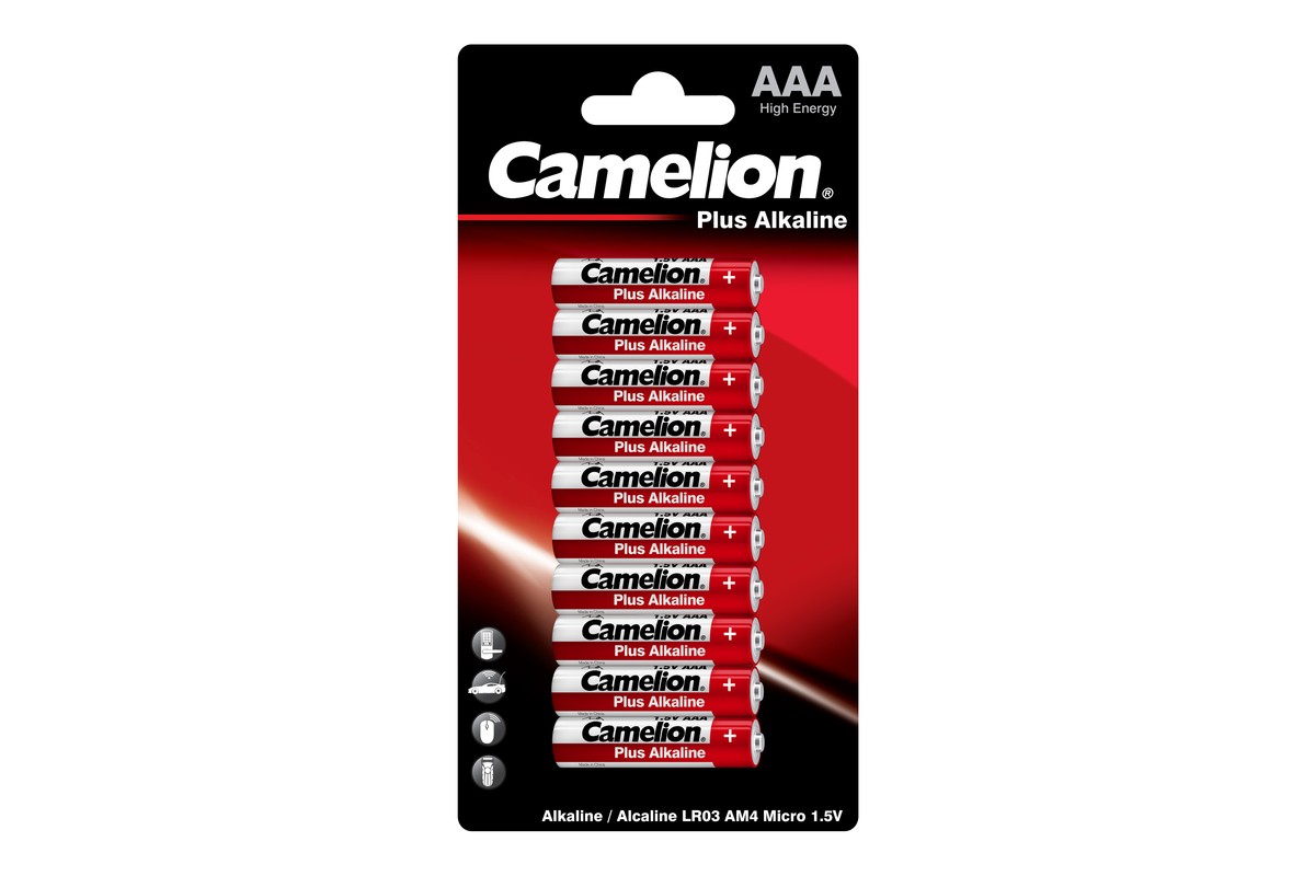 

Батарея Camelion LR03 Plus Alkaline BL-10, AAA, 1.5V, 10шт. (3221)