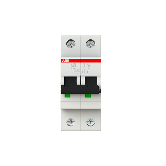 

Выключатель автоматический ABB S202-C20 S200 двухполюсный (2P/2П) 20A C 6кА (2CDS252001R0204), S202-C20