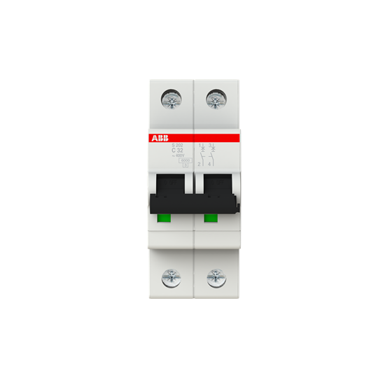 

Выключатель автоматический ABB S202-C32 S200 двухполюсный (2P/2П) 32A C 6кА (2CDS252001R0324), S202-C32