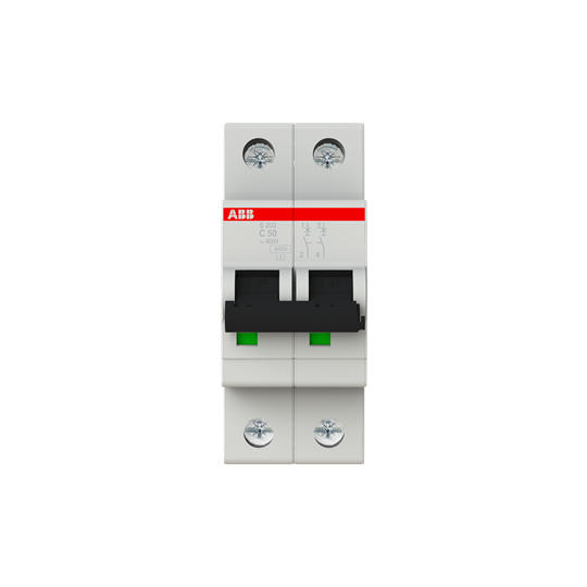 

Выключатель автоматический ABB S202-C50 S200 двухполюсный (2P/2П) 50A C 6кА (2CDS252001R0504), S202-C50
