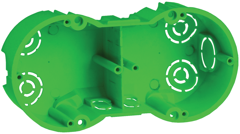Коробка установочная IEK КМ40023, 2-места ⌀67ммx45мм, для полых стен, зеленый (UKG20-141-070-045-M)