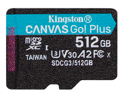 Карта памяти 512Gb microSDXC Kingston Canvas Go! Plus Class 10 UHS-I U3 (SDCG3/512GBSP)