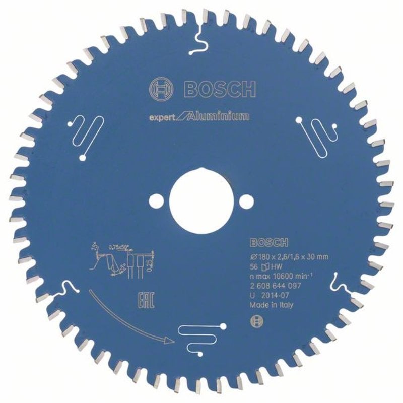 Пильный диск BOSCH Expert for Aluminium, ⌀180мм x 30мм по алюминию, чистый рез, 56T, 1шт. (2608644097)