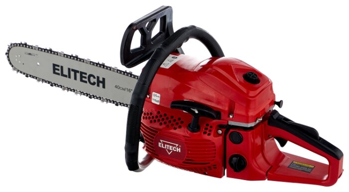

Бензопила Elitech БП 45/16, 1800Вт, 2.4 л.с., бензиновая, шина 40см, шаг 0.325 дюйма, емкость топливного бака 550мл, 6кг, БП 45/16