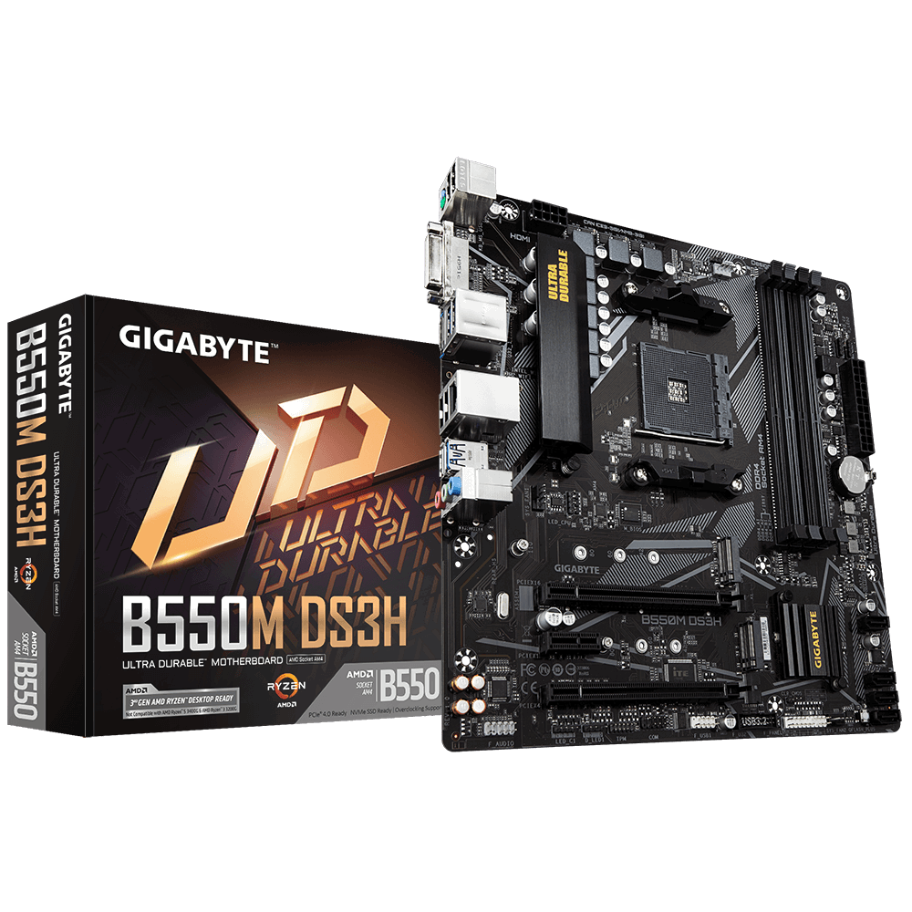 Материнская плата GIGABYTE B550M DS3H, SocketAM4, AMD B550, mATX