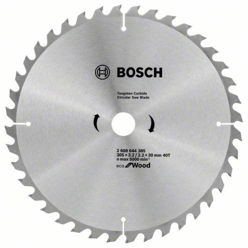 

Пильный диск BOSCH Eco Wood, ⌀30.5 см x 3 см по дереву, чистый рез, 40Т, 1 шт. (2608644385)