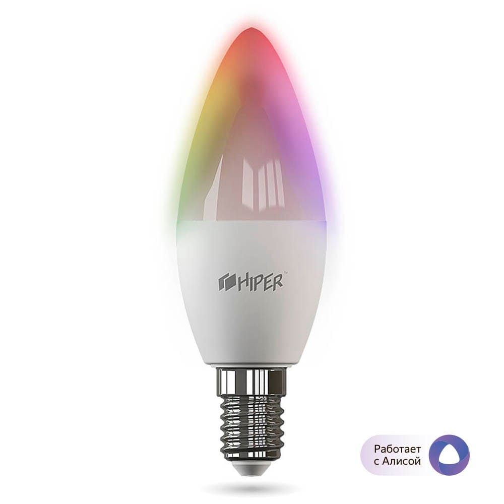 

Умная лампа HIPER IoT C1 RGB, 6Вт, 520лм, 2700-6500K, E14, WiFi, белый (HI-C1 RGB), IoT C1 RGB