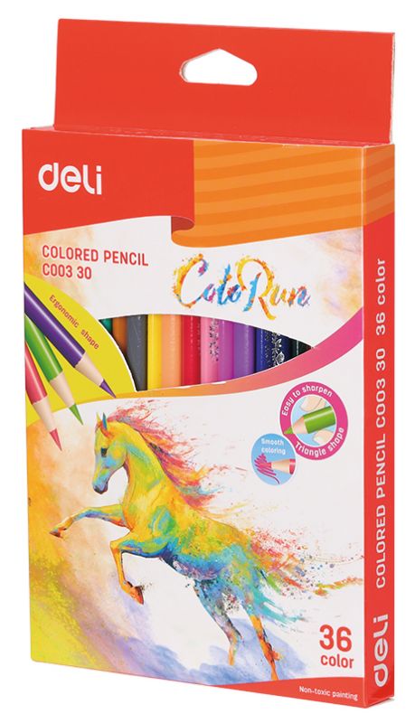 

Набор цветных карандашей Deli ColoRun, трехгранные, 36 шт. (EC00330)
