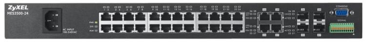 

Коммутатор ZyXEL MES3500-24S, управляемый, кол-во портов: 24x100 Мбит/с, combo RJ-45/SFP 4x1 Гбит/с, установка в стойку (MES3500-24S-EU01V1F), MES3500-24S