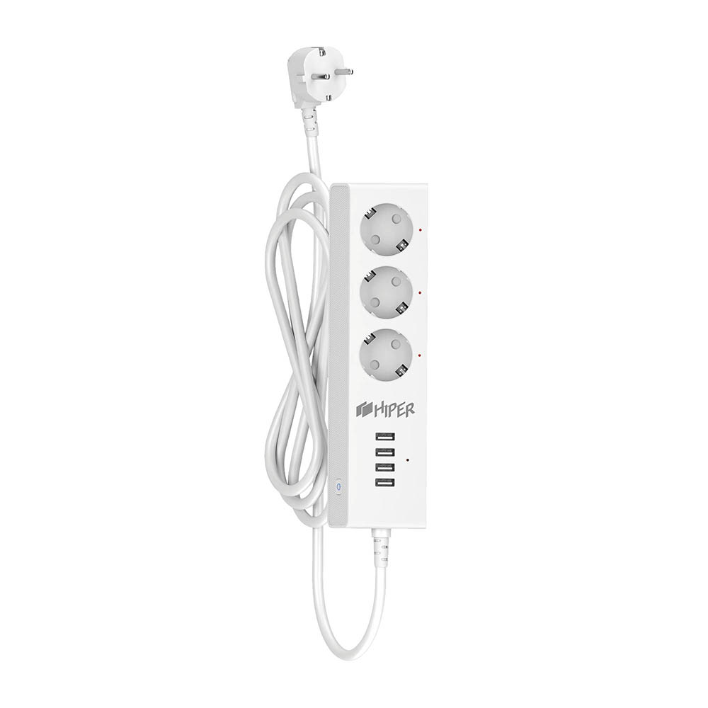 

Умный сетевой фильтр HIPER IoT PS34, 3 "евро розетки" типа SCHUKO и 4 USB-порта, WiFi, Android/iOS, белый (HI-PS34), IoT PS34
