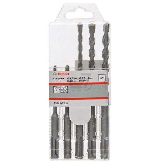 

Набор буров SDS plus ⌀5/6/6/8/10 x 160мм, 5шт. Bosch SDS plus-1 (2608579119)
