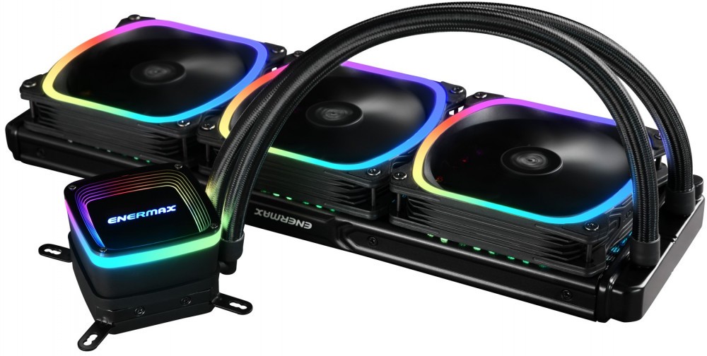 

Жидкостное охлаждение Enermax AquaFusion 360 для Socket 115x/2066/2011/2011-3/1356/1366/1200/AM4/AM3/AM3+/FM1/AM2+/FM2/FM2+, 380 Вт, 3x120мм, RGB LED (ELC-AQF360-SQA), AquaFusion 360