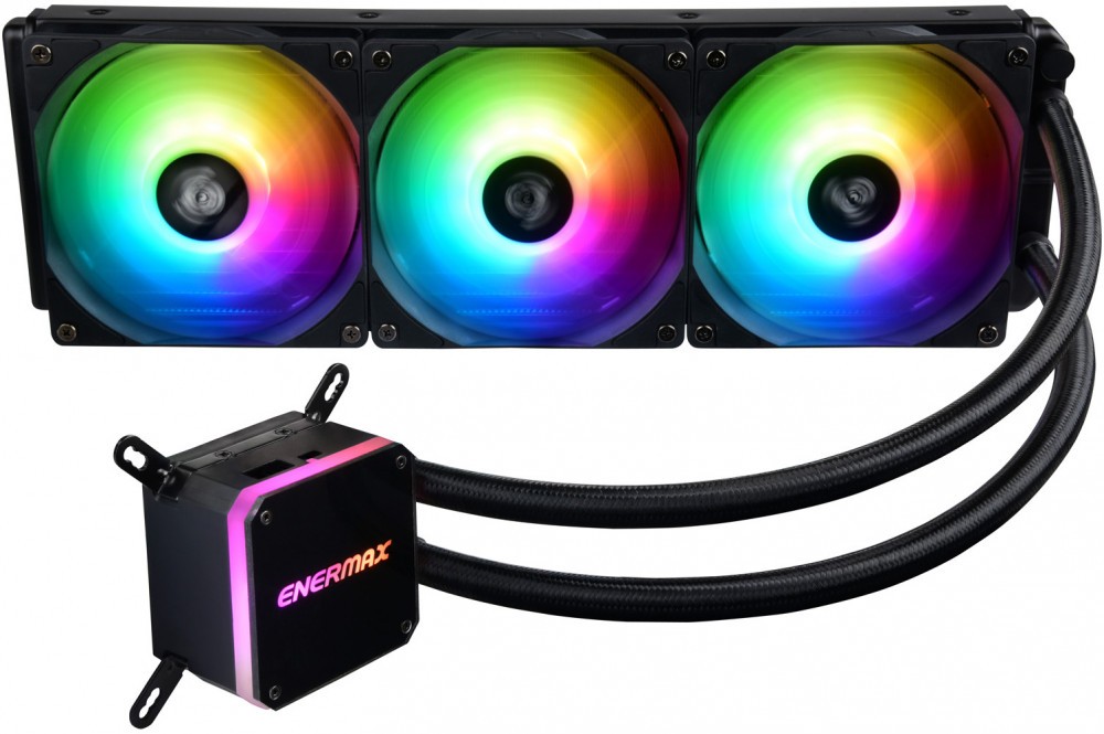 

Жидкостное охлаждение Enermax LIQMAX III для Socket 115x/2066/2011/2011-3/1356/1366/1200/AM4/AM3/AM3+/FM1/AM2+/FM2/FM2+, 360 Вт, 3x120мм, RGB LED (ELC-LMT360-ARGB), LIQMAX III