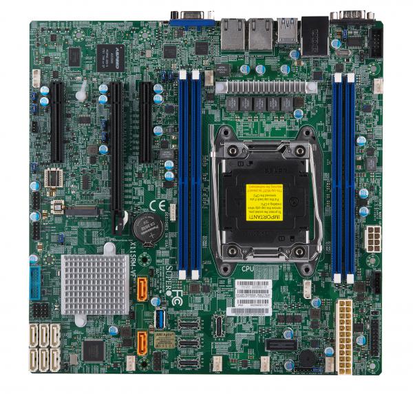 

Материнская плата Supermicro X11SRM-VF, 1xSocket2066, iC422, 4xDDR4, PCI-Ex16, 2PCI-Ex8, 1xM.2-PCI-E, 8SATA3 RAID 0/1/5/10, 2GLAN, 6xUSB 2.0, 5xUSB 3.1, VGA, mATX, Retail (MBD-X11SRM-VF-O), X11SRM-VF