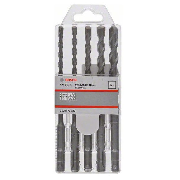 

Набор буров SDS plus ⌀6/6/8/10/12 x 160мм, 5шт. Bosch SDS plus-1 (2608579120)